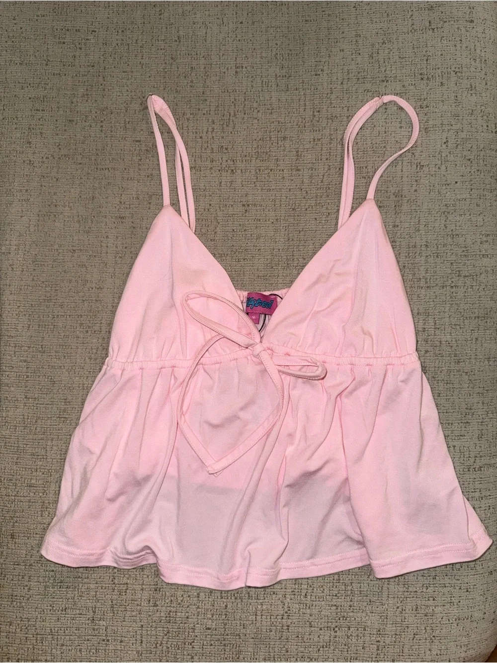 Edikted Light Pink V-Neck Spaghetti Strap Top - Picture 1 of 2